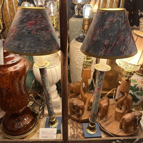 Pair of marble desk lamps torches