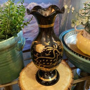 Brass Deer Etched Vase