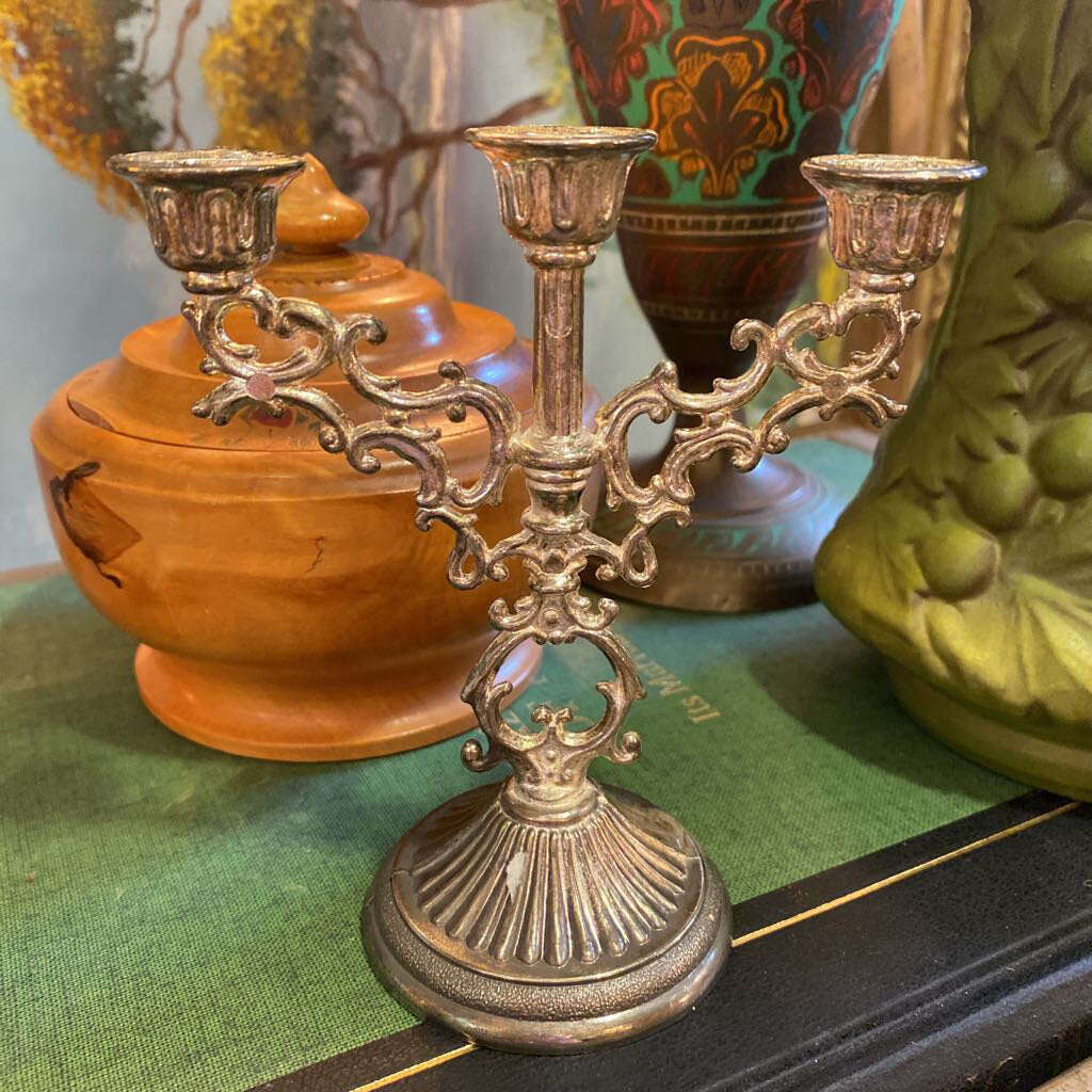 Tiny Silver Candleabra