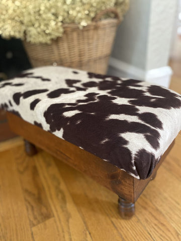 Faux Cowhide Footstool