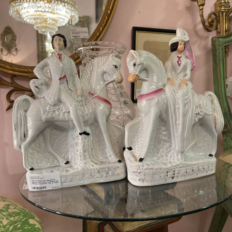 Staffordshire pair, Equestrian Figures, the Prince of Wales, and Princess Alexandra, 19th C, FIRM