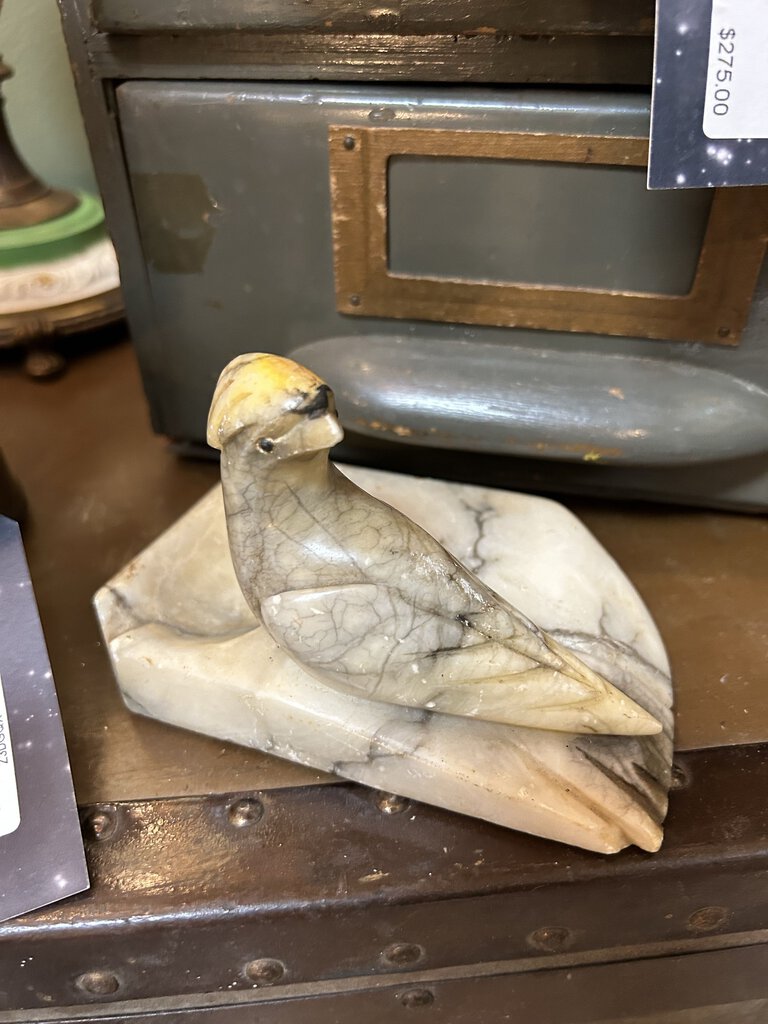 Vintage Alabaster Carved Bird Ash Tray