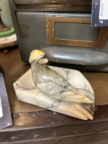 Vintage Alabaster Carved Bird Ash Tray