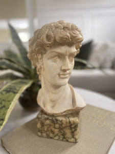 Vintage G.Carusi David Bust w/Marble Base Italy 12H