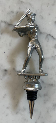 Silver Vintage Metal Female Baseball Trophy Wine Stopper W1282