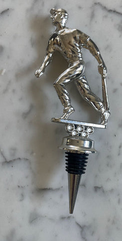 Silver Metal Vintage Baseball Trophy Wine Stopper W1283