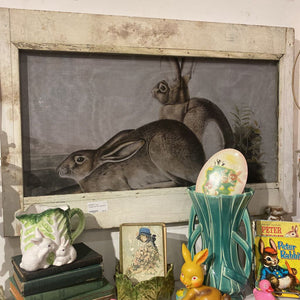 Vintage screen with rabbit picture
