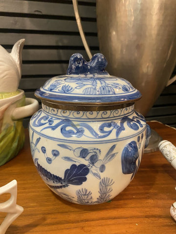 Vintage Bombay Blue and White Vase w/ Lid