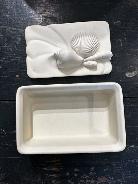 White Ceramic Sea Shell Trinket Box 5.5 x 2