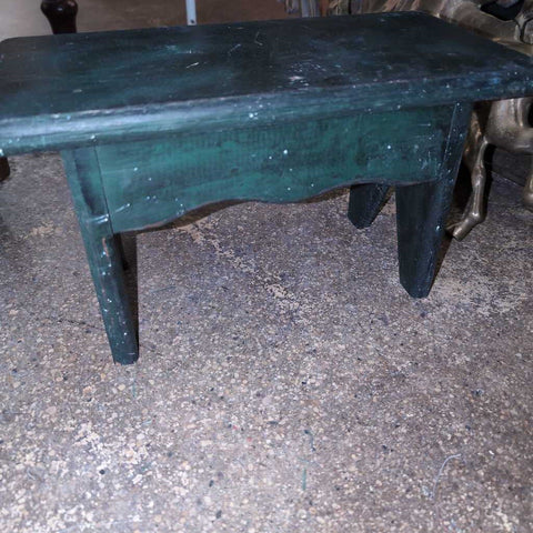 Little Green Wooden Stool. 14x7x8. IN STORE PICKUP ONLY
