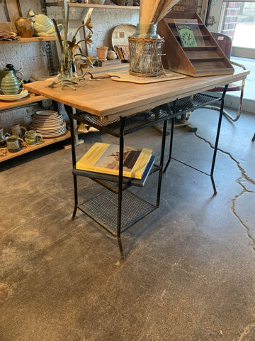 Vintage Pine Top & Metal Base Desk ~ 44" w x 18" d x 30" t~ Pick up in Store