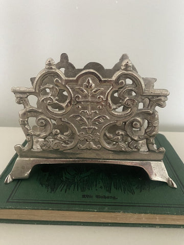 Vintage Art Nouveau Silver Plated Letter Holder 4" x 6"