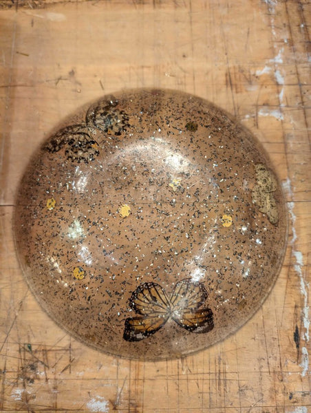 Vintage butterfly speckled acrylic bowl