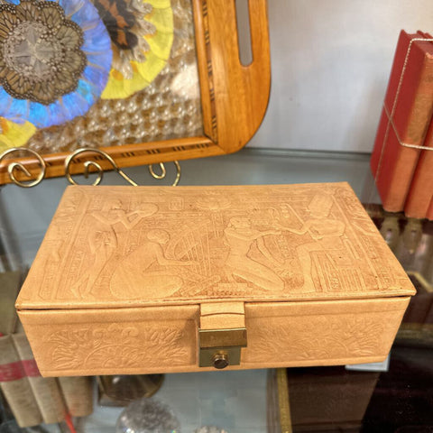 Vint Egyptian leather jewelry box