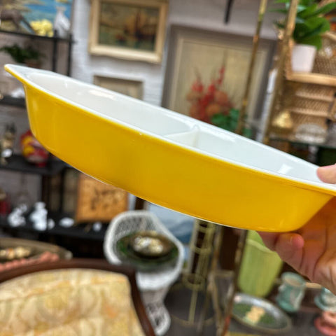 Yellow Pyrex Divided Dish W1352
